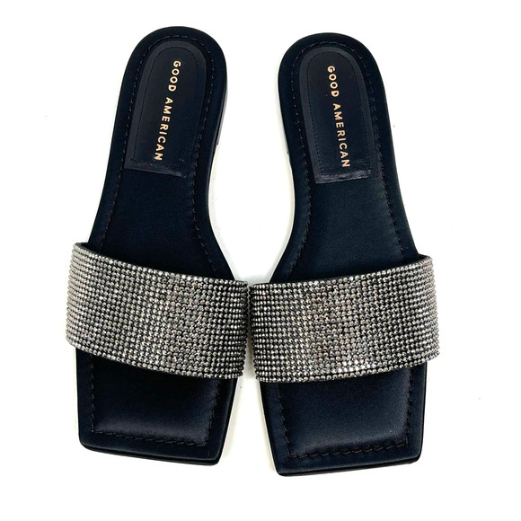 Good American Crystal Crush Standout Slide Black Size 7 GA126KD-X - Picture 4 of 6